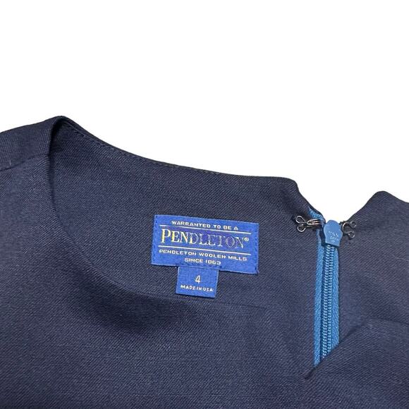 Pendleton Woolen Mills Shift Dress Teal Navy Blue Size 4 Sleeveless - Picture 3 of 7